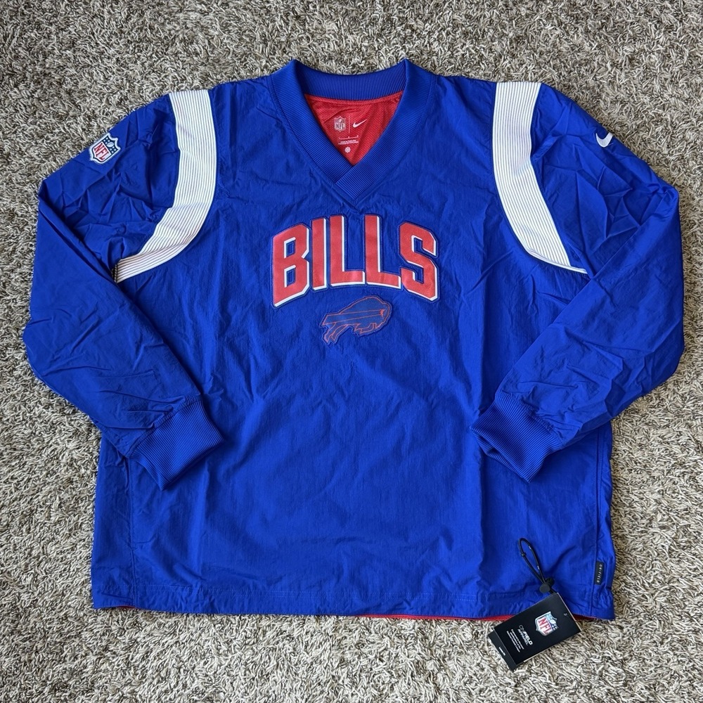 Nike Buffalo Bills Team Pullover Windbreaker Jacket Men's Large ON-FIELD NEW